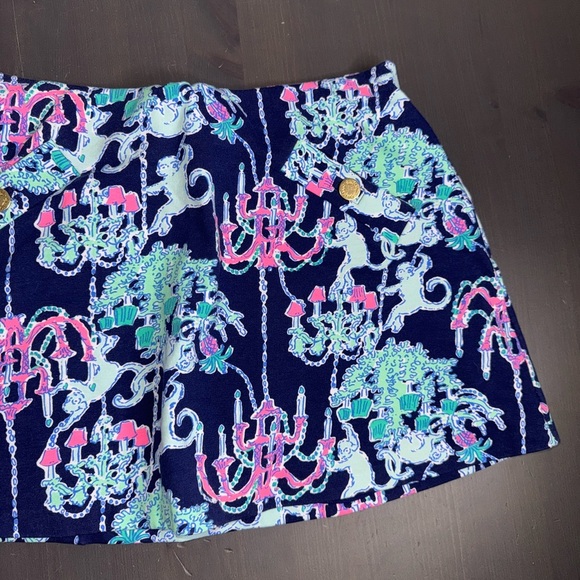 Lilly Pulitzer Madison Skort Bright Navy Pop Up Monkey Trouble - Picture 5 of 10